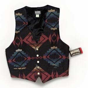 Vintage Roughrider by Circle T Native Southwestern Aztec Print Vest Large BNWT